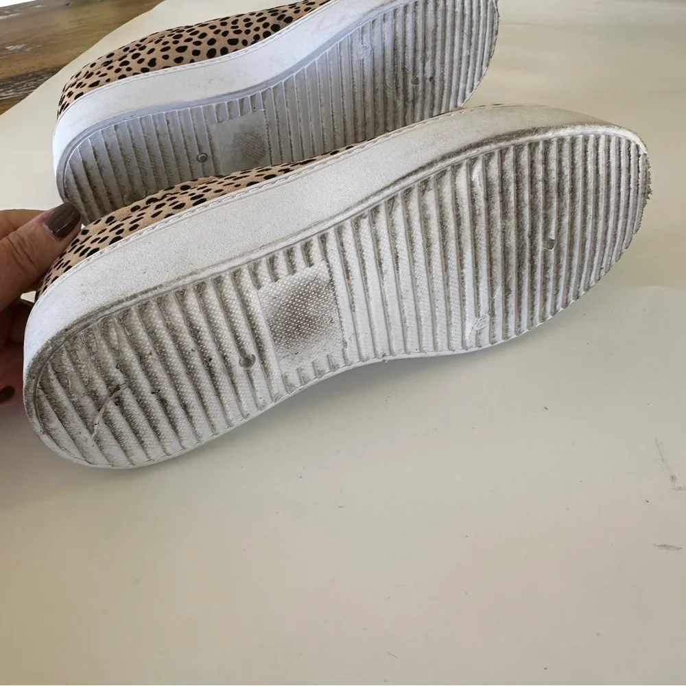 Qupid Tan and Black Spotted Slip-On Sneakers Size 8.5